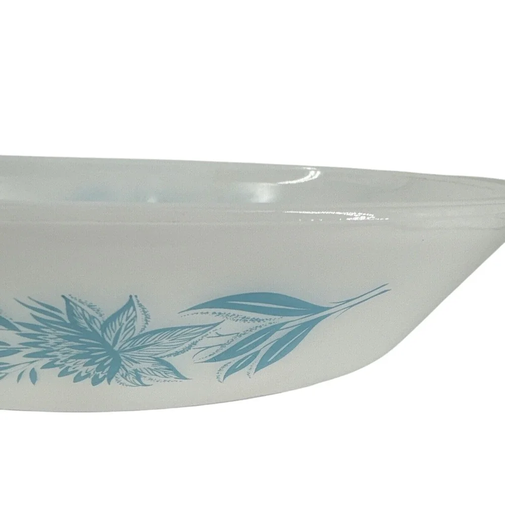 Divided Casserole‎ Dish Glasbake Blue Thistle Flower J-235 1 Qt Quart Vintage